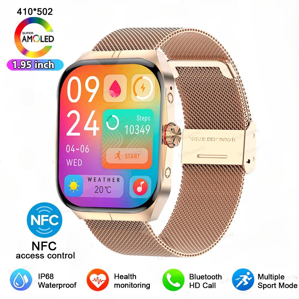 2025 Nové NFC Chytré hodinky AMOLED Displej Vždy zobrazují čas Bluetooth volání Série 9 Hodiny Vlastní ciferník Muži Sport Zdraví Ženy Chytré hodinky