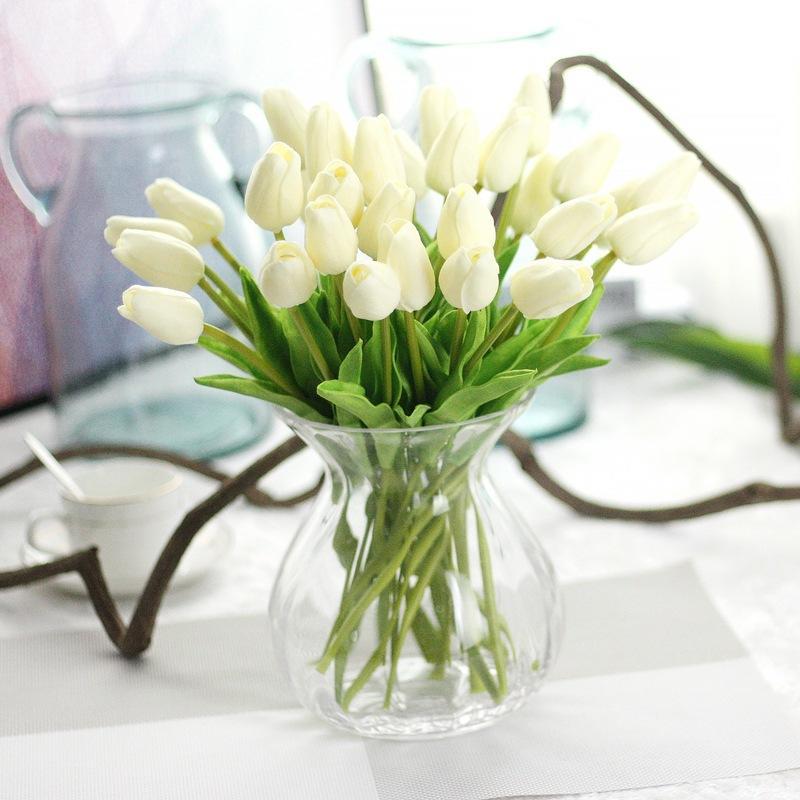 10Pcs  34cm Artificial Floral Tulip Bouquet Real Touch Flowers for Home Decoration Wedding Decor