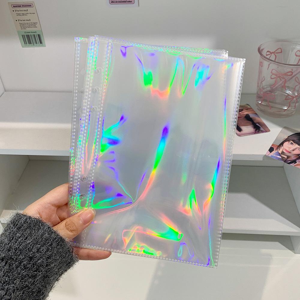A5 Laser Star Zipper Binder Photo Card Collection Book Transparent Album A5 Card Album 3-inch Love Small Card Storage Album