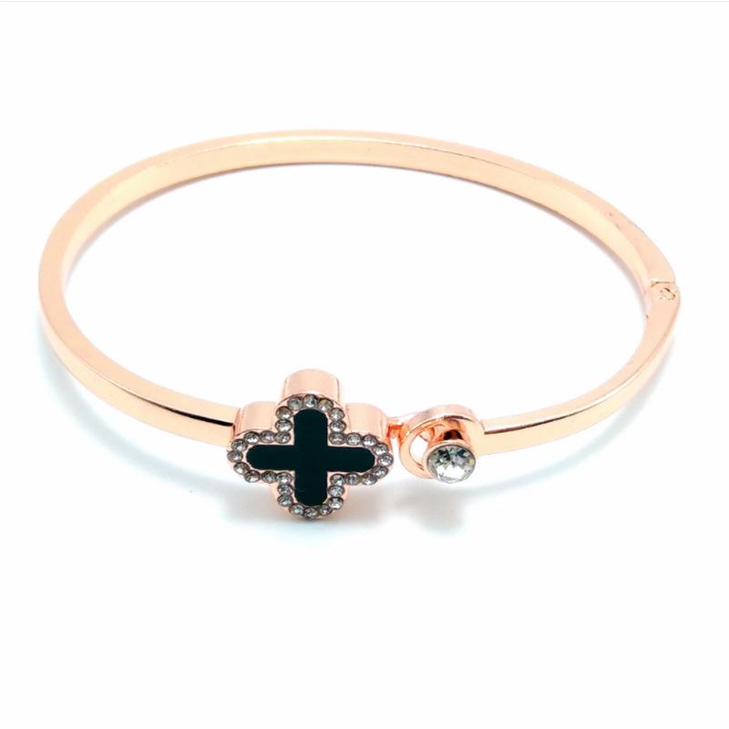 Korean Four-Leaf Clover Eco-Friendly Rose Gold Bracelet - Versatile, Popular Open Bangle
