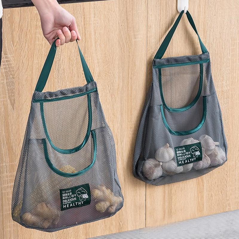 1pc Portable Mesh Storage Bag Reusable Fruit and Vegetable Storage Bag Kitchen Accessories Washable Handbag