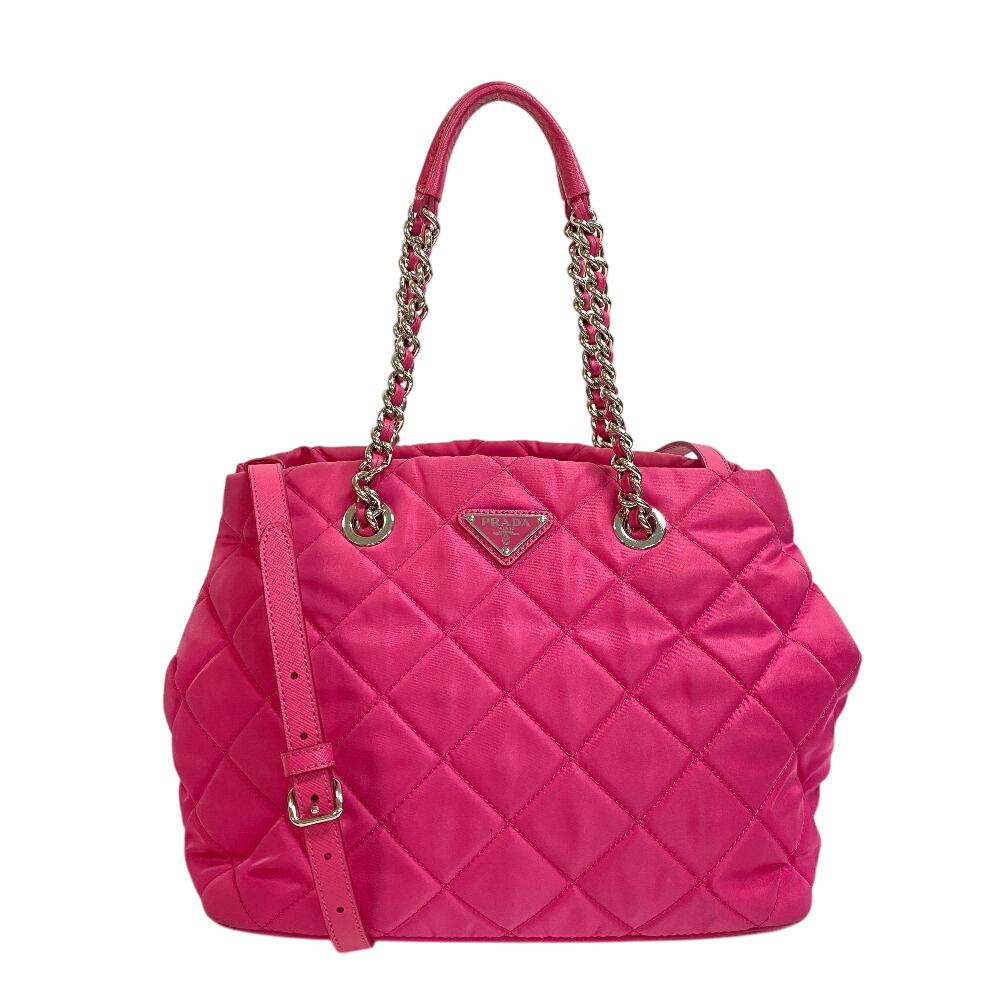 

PRADA 1BG740 Quilted 2-Way Chain Tote Bag Shoulder Tessuto Impuntu Nylon Tote Bag Fusha pink Nylon Women Used