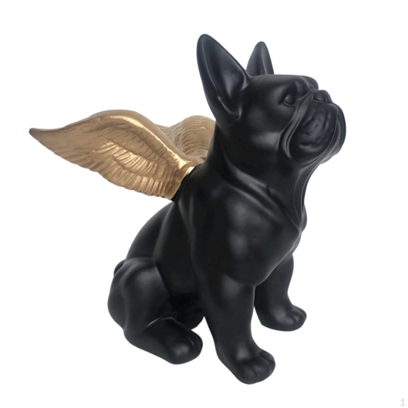 Angelic Dog Figurine Decorative with Feathered Appendages Tabletop Ornament for Living