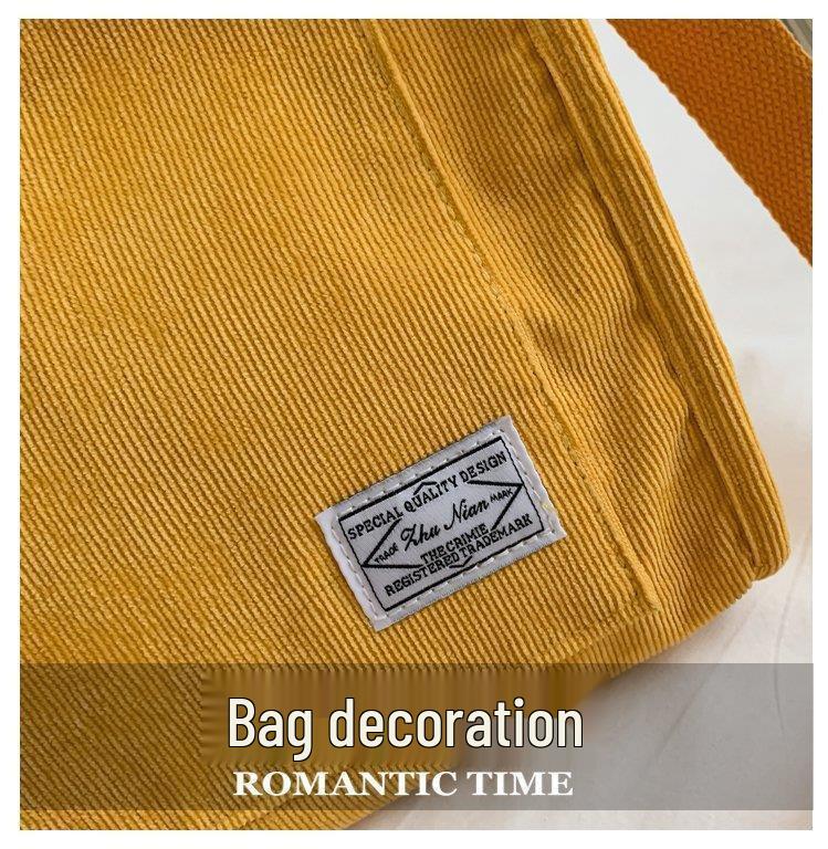 2025 Korean Style Women's Corduroy Canvas Crossbody Shoulder Bag - Small Square Design