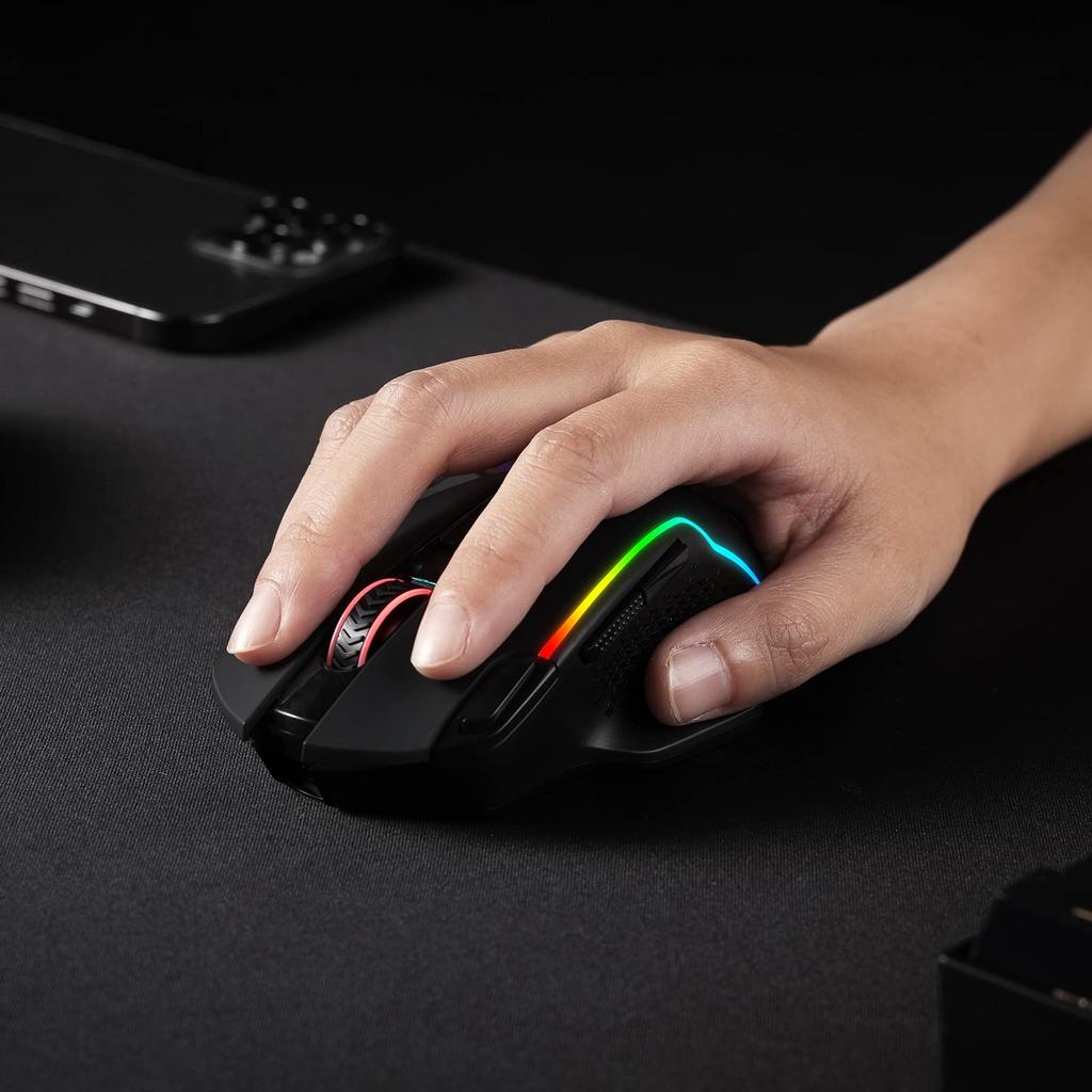 Redragon M810 Pro Gaming Wireless 10000 8 Programmable Turbo Up To 45 Hours Continuous RGB Compatible with Black Mouse, 2.4GHz, Wired/Wired