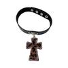 Choker Cruzado Estampado de Leopardo Estilo Y2K Millennial Collar Cadena para Clavícula Diamante Japonés Feng Shui Nicho