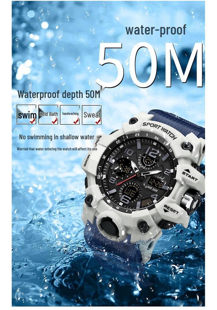 Men's Multi-Functional Waterproof Dual Display Outdoor Sports Watch for Mountaineering and Running