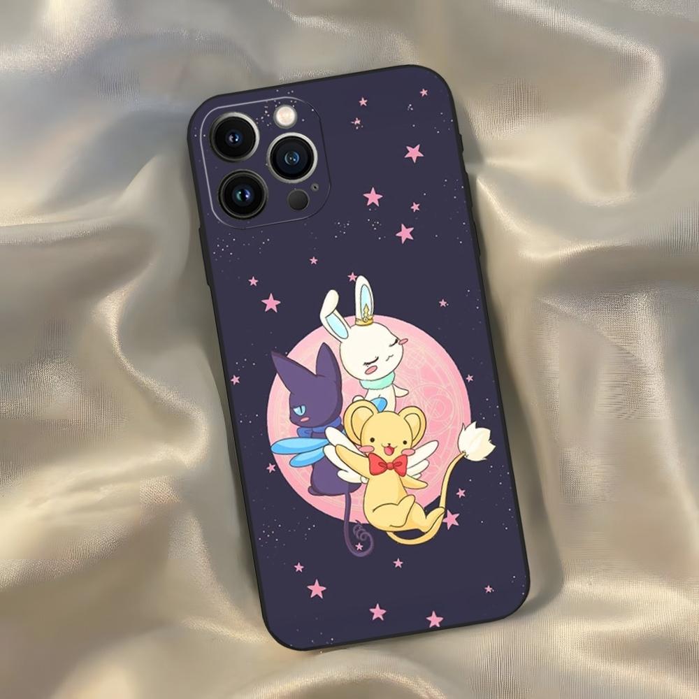 Anime Card Captor Sakuras Phone Case for Iphone 16 15 14 13 12 11 Pro Max Xr X Xs Mini 8 Plus SE 2022 Black Soft Silicone Cover