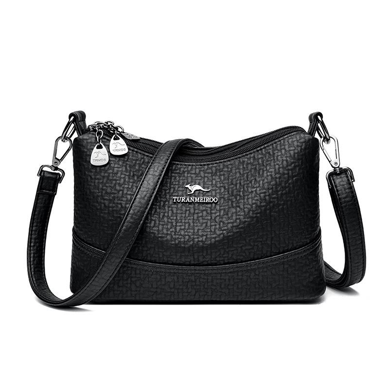 Summer new soft leather shoulder bag women's trend multi-layer casual small square bag texture commuter messenger bag