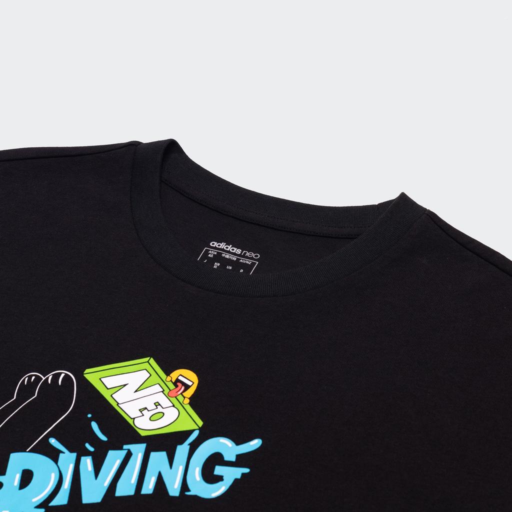 Adidas Neo Cartoon Print Loose Knit T-Shirt Men Tops Black HC3827