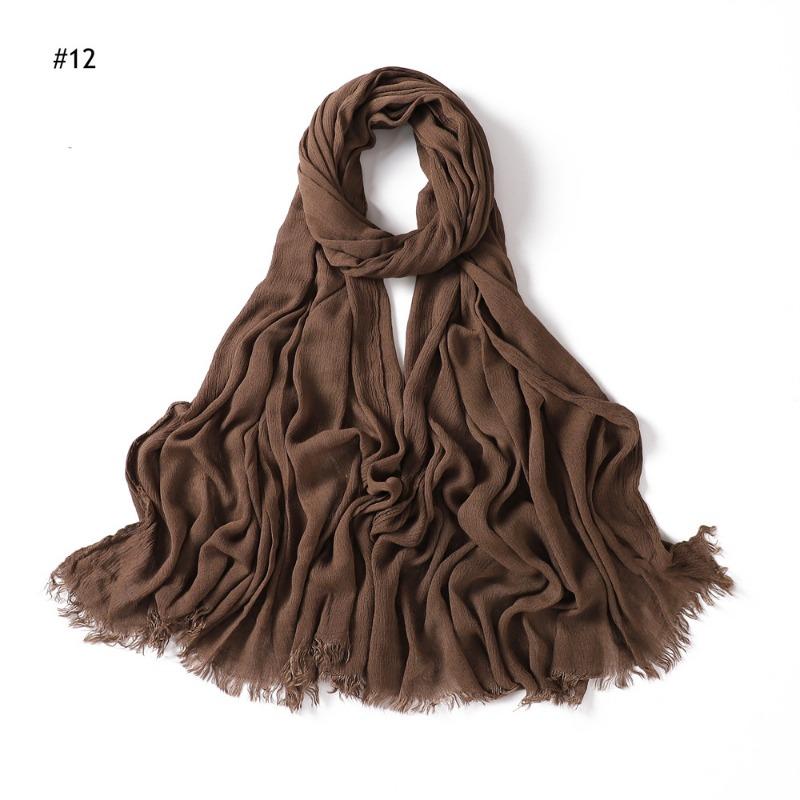 % Rayon Pleated Solid Color Human Cotton Two-end Beard Bag Headscarf Female, New Breathable Soft Scarf