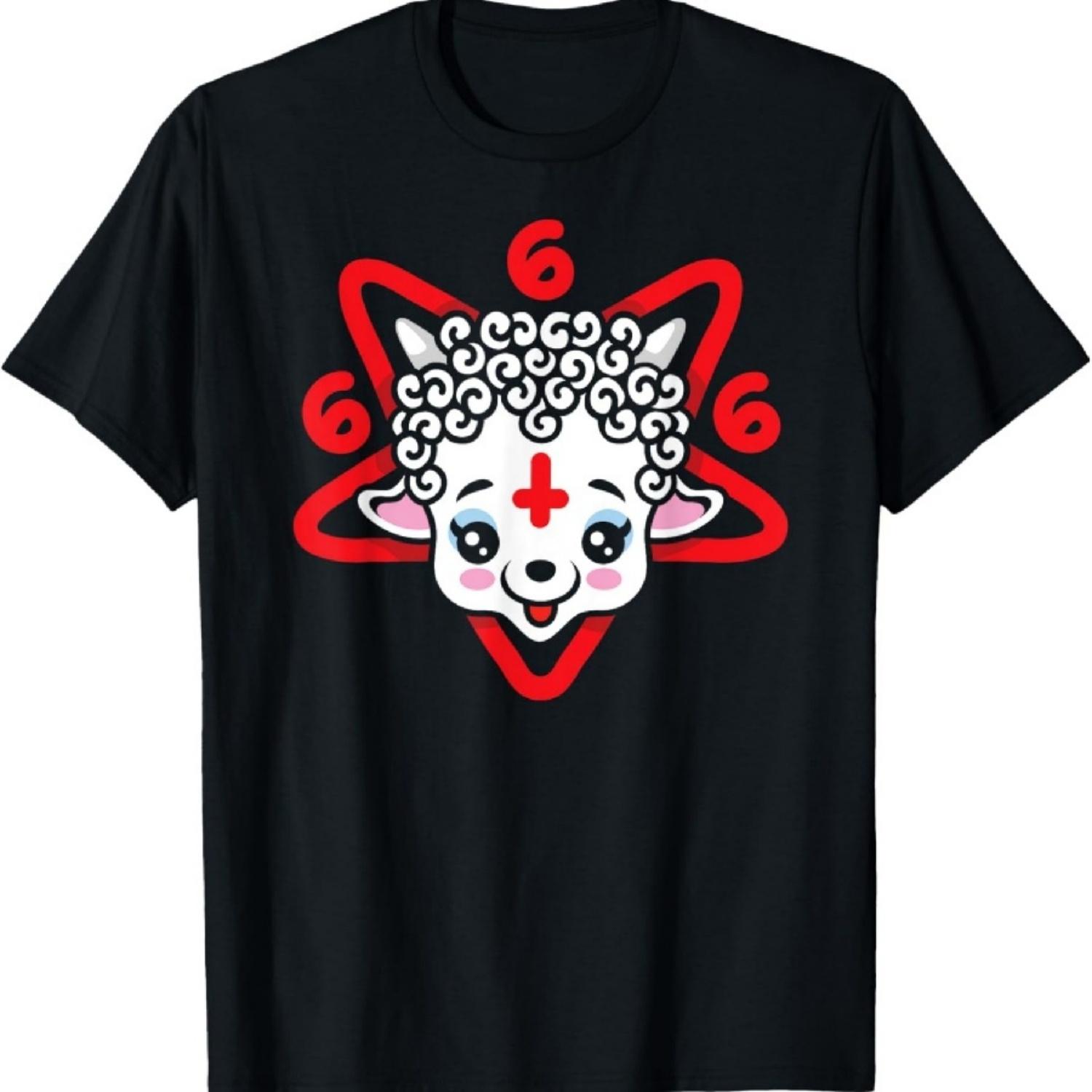 

Kawaii Cute Satanic 666 Goat Lamb Pentagram Punk Goth Metal T-Shirt XXXXXL