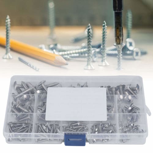 180-Piece Self-Tapping Screw Kit, M3 M4 M5 M6 High Hardness Stainless Steel Flat Head Self-Tapping Screws, Multi-Purpose Set