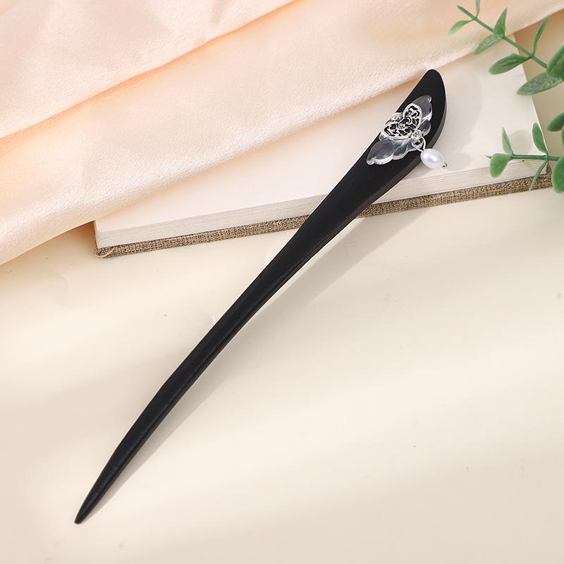 Vintage Quasten Haarnadel: Imitation Ebenholz Hanfu Accessoire