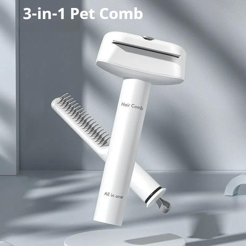 3 In 1 Pet Hair Remover Comb Safe Skin Friendly Grooming Tool For Long Short Haired Cats Dogs Deshedding Detangling Brush
