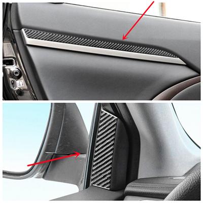 Bandes de garniture d'autocollant décoratif de porte intérieure de pilier A de voiture de Fiber de carbone pour l'intérieur de style de voiture de Toyota Highlander 15-18