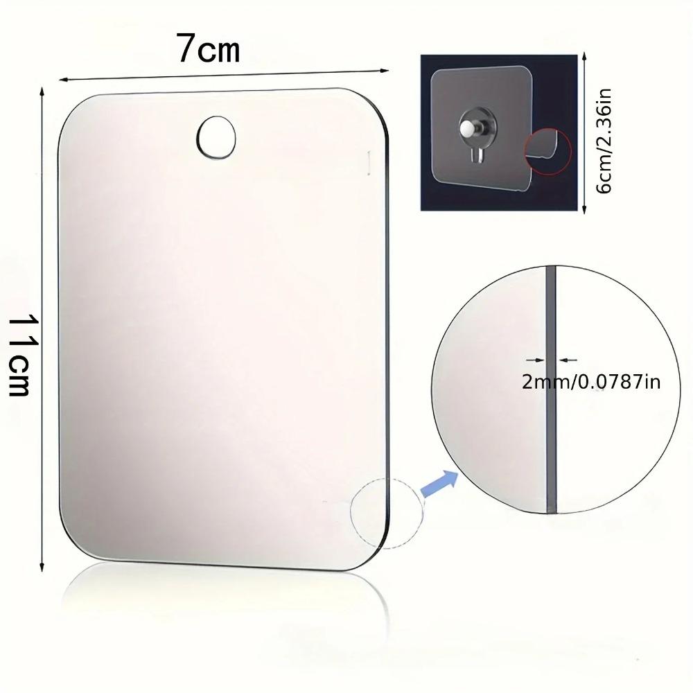 Acrylic Shower Mirror with Wall Hook Vanity Mirror Fogless Bathroom Mirror for Men Shaving Women Makeup Travel Portable Vanity