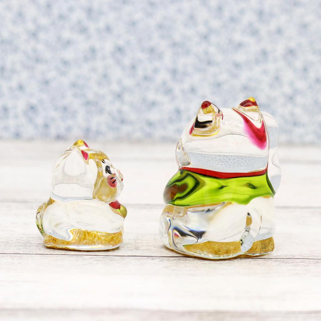 Craftsman House Glass Set Display Gold-decorated Maneki-neko (beckoning Cat)