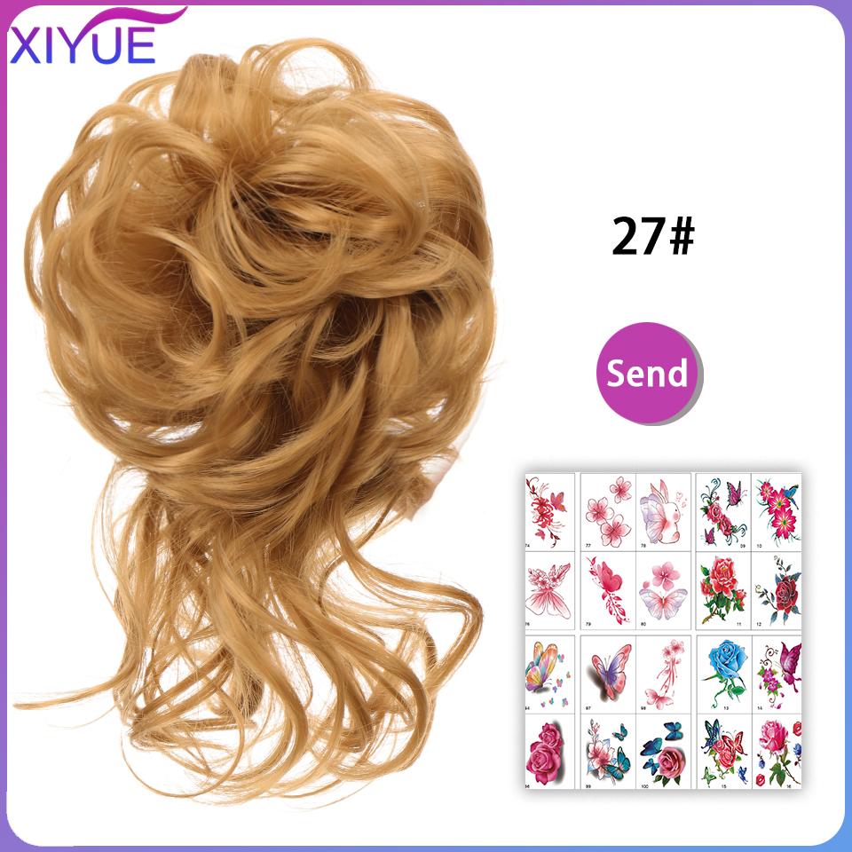 Kudrnaté donutové drdolové příčesky Syntetické ombre elastické updo drdoly Nadýchané rozcuchané rozcuchané drdoly do vlasů pro ženy sponky do vlasů hnědé