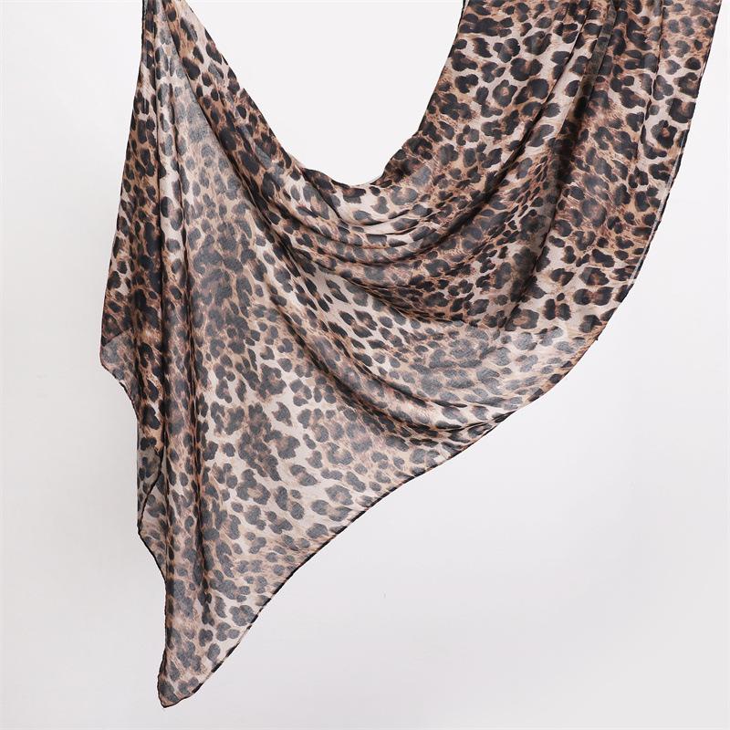 Women Ramadan Hijab Leopard Print Bohemian Watercolor Soft Muslim Hijabs Floral Breathable Shawl Wrap Scarf Islamic Turban