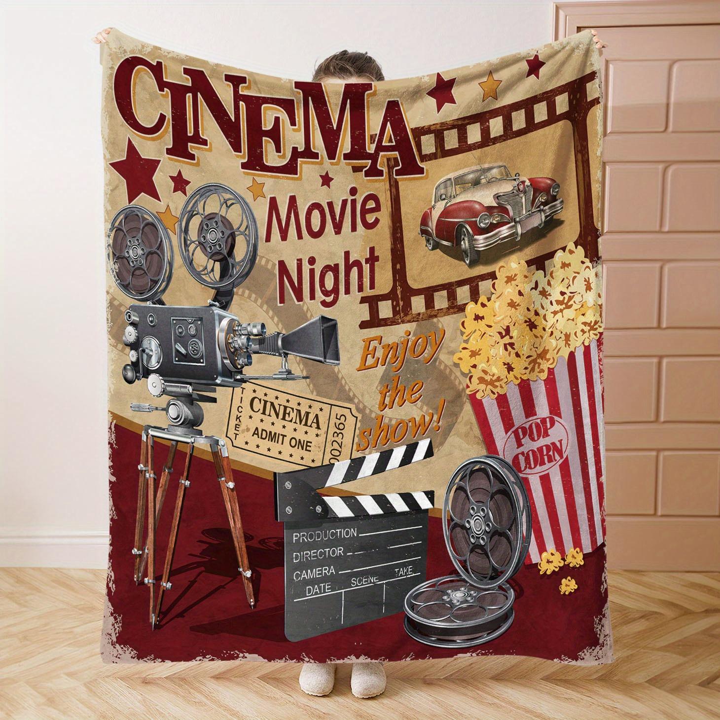 

Movie Theater Elements Flannel printed blanket suitable for all seasons suitable for living room office sofa and travel 75x90cm