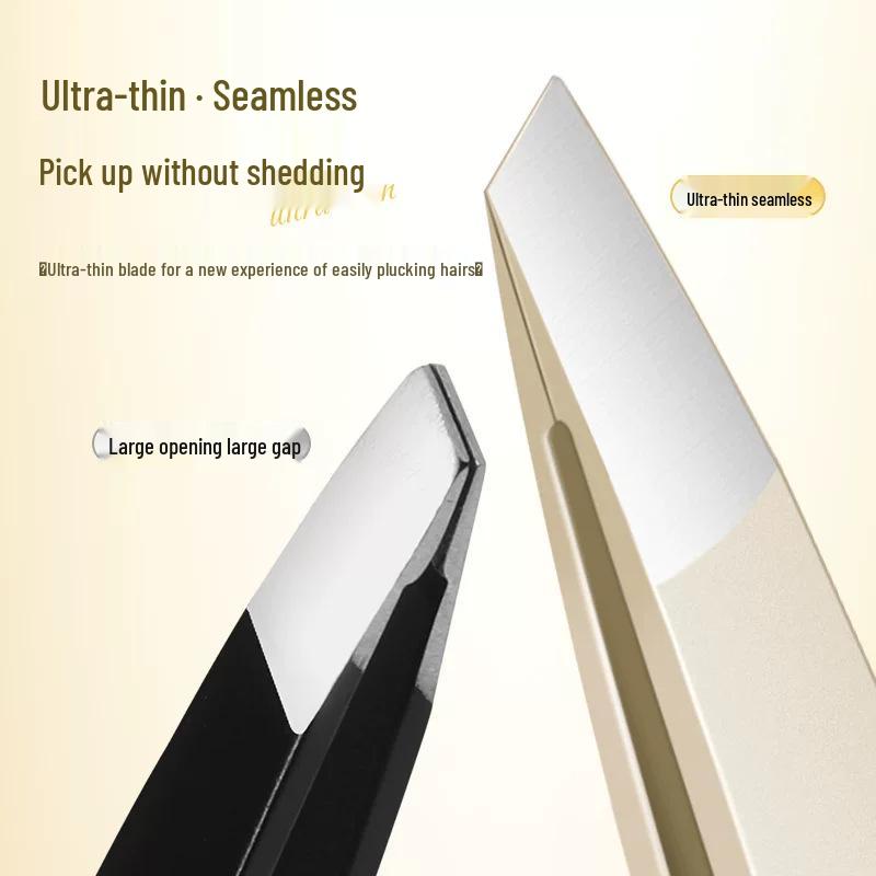 High-Precision Slim Waist Champagne Gold Eyebrow Tweezers for Trimming and Plucking