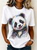 New Women's Streetwear Short-Sleeve T-Shirt Minimalist-Style Graffiti Pig Print Top Stylish and Comfortable Short-Sleeve Shirt