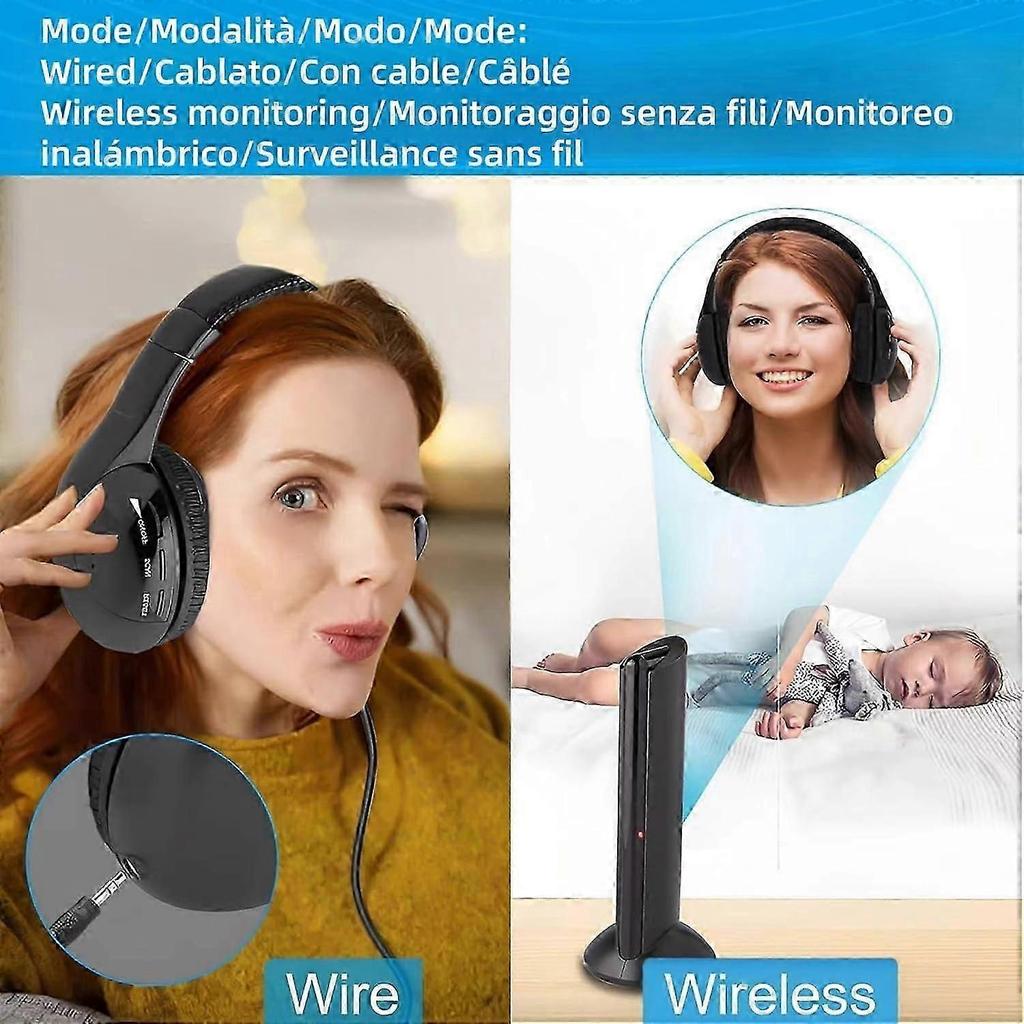 Wireless TV Headphones for Seniors Over Ear with FM Transmitter RCA Optical Coaxial Support