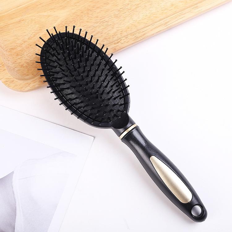 Black and Gold Anti-Static Hair Brush Set with Massage Function for Curly Hair Care