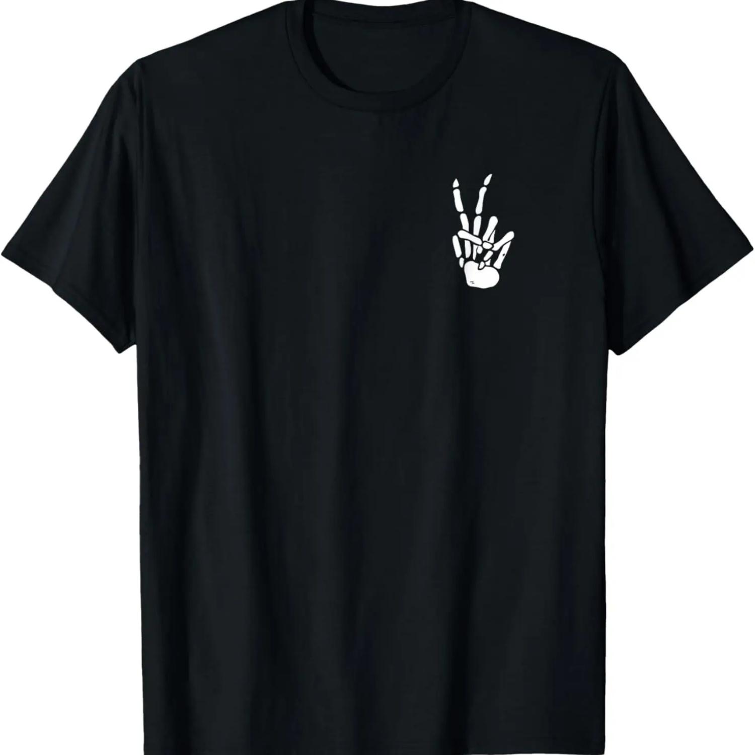 Skeleton Hand Peace Sign Bone T-Shirt S чёрный
