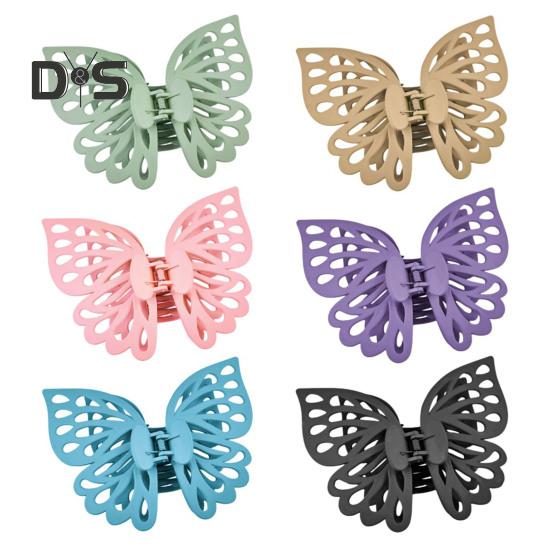 Large Hair Claw with Strong Grip Double-Layered Butterflies Shape Hair Clip Anti-slip Teeth Ponytail Clip Back Head Hair Claw