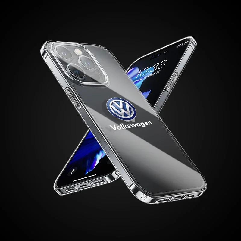 For VW Hot 2025 New Transparent Phone Case With Car Logo For IPhone 11 12 13 14 Pro Max XR X X XS SE 7 8Plus For Volkswagen Jett