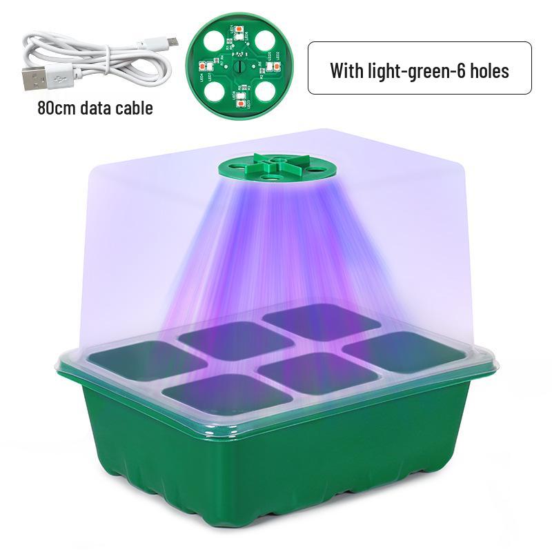 6/12-Hole LED Seedling Box: Adjustable, Breathable, Heat-Insulating, Large Capacity Sowing & Cuttings Tray.