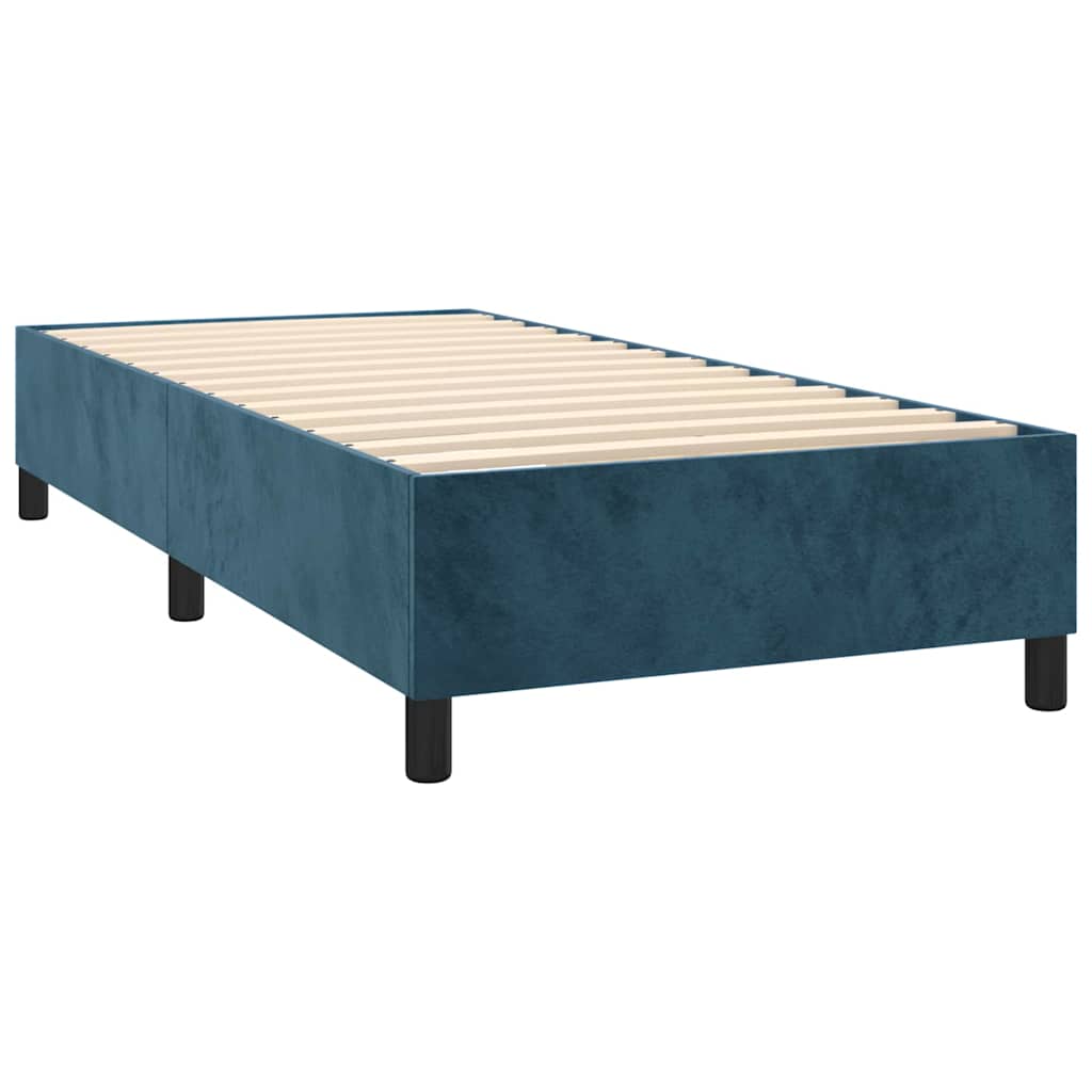 Box Spring Bed with Mattress Dark Blue 100 x 200 cm Velvet