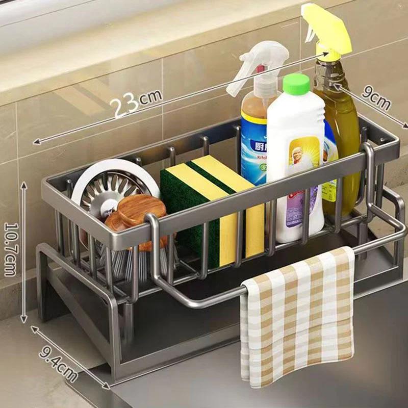 1 Set Sink Drain Rack ABS Plastic Sponge Holder Faucet Storage Soap Drainer Towel Rack Shelf Organizer Kitchen Accessories