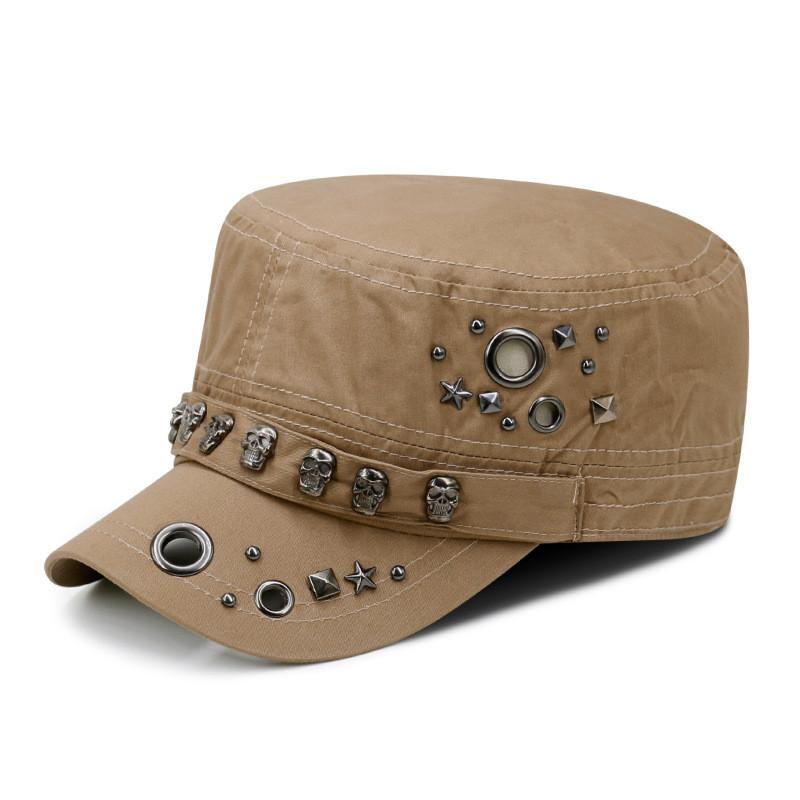 Skull Head Embroidered Flat Brim Hat With Sun Protection For Streetwear And Men