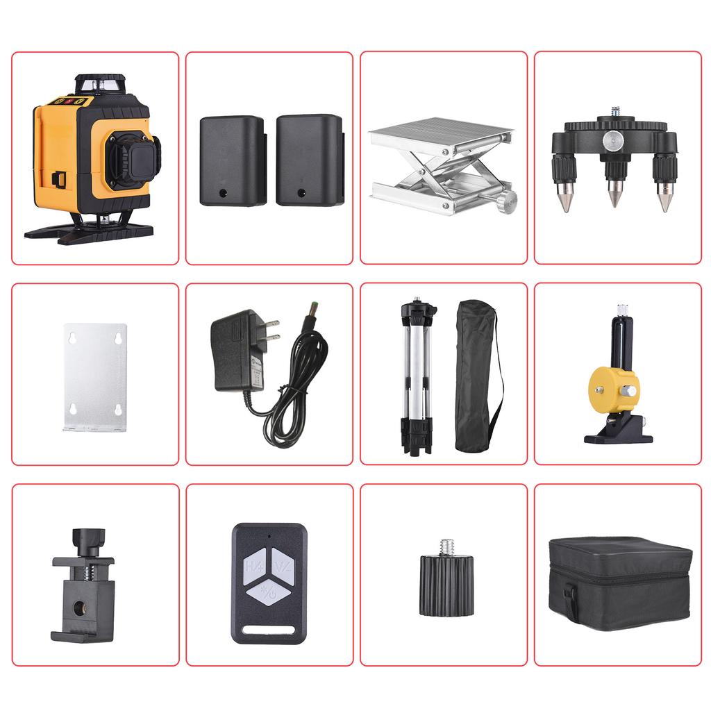 Multifunctional 4D 16 Lines Laser Level 3° Self-leveling Machine Powered By Rechargeable Lithium Battery Leveling Tool 1.2m