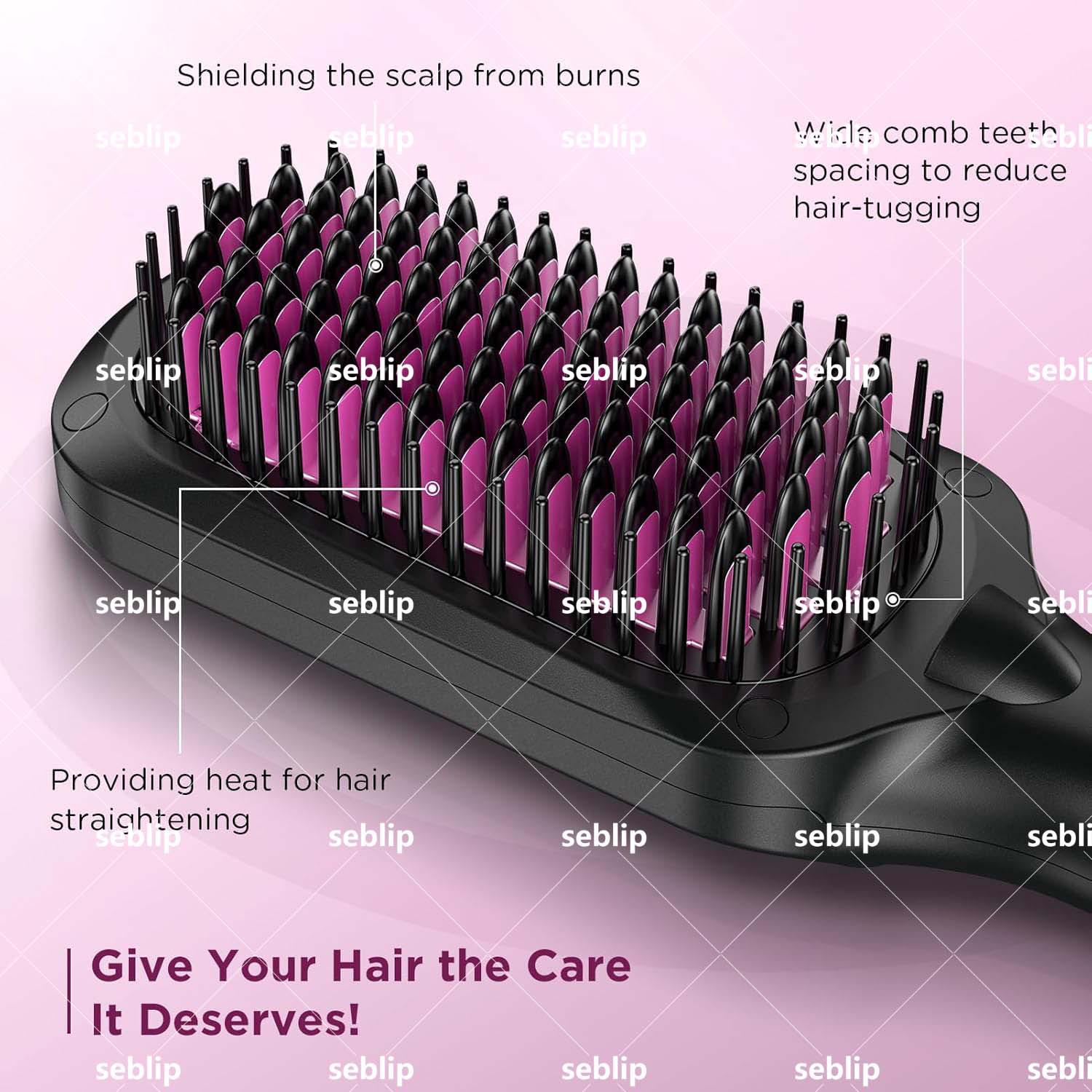 Digital Display Negative Ion Hair Straightening Comb with Constant Temperature & Fluffy Electric Heat Massage Straight curling comb