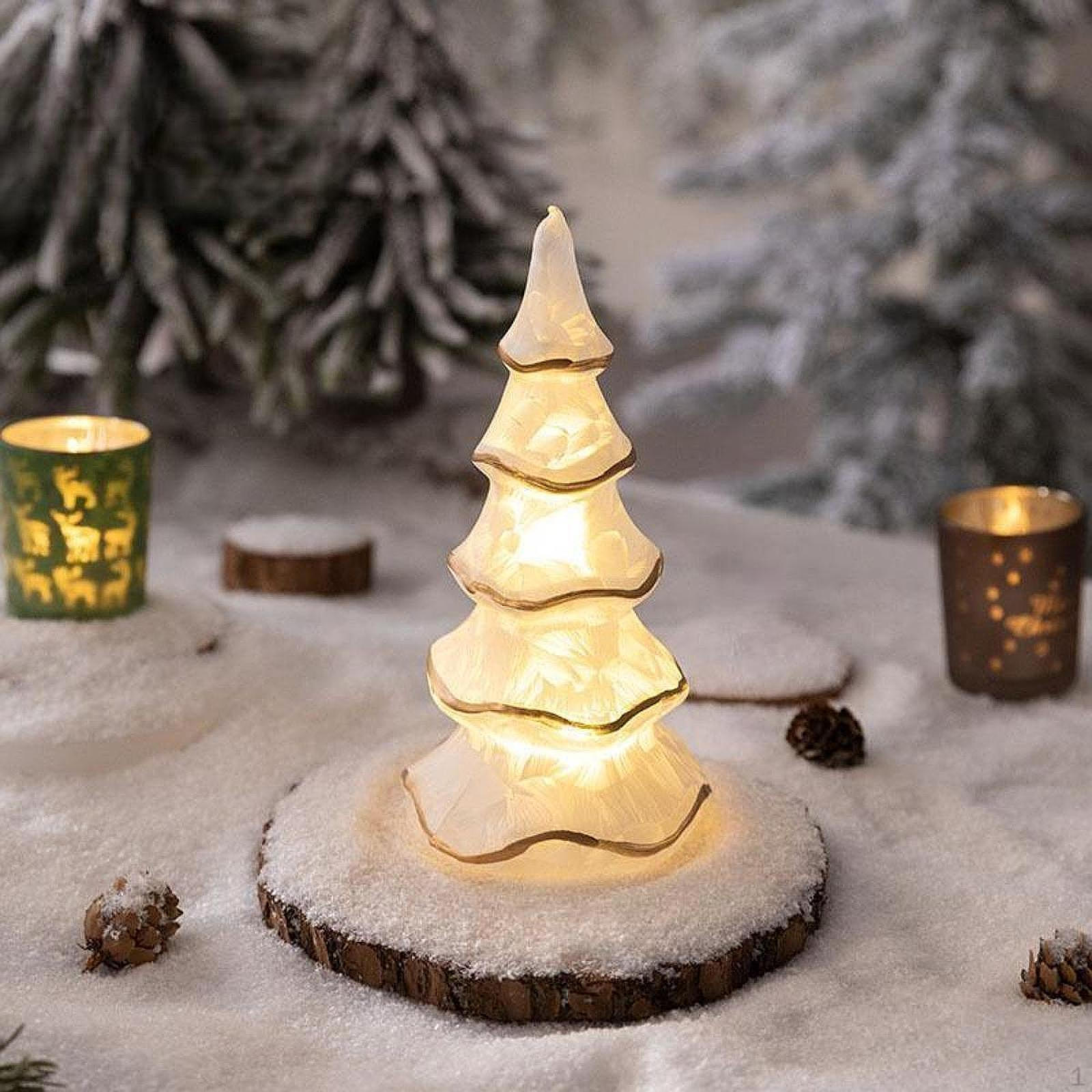 

Освещенная стеклянная настольная искусственная елочная игрушка украшение ночник белый