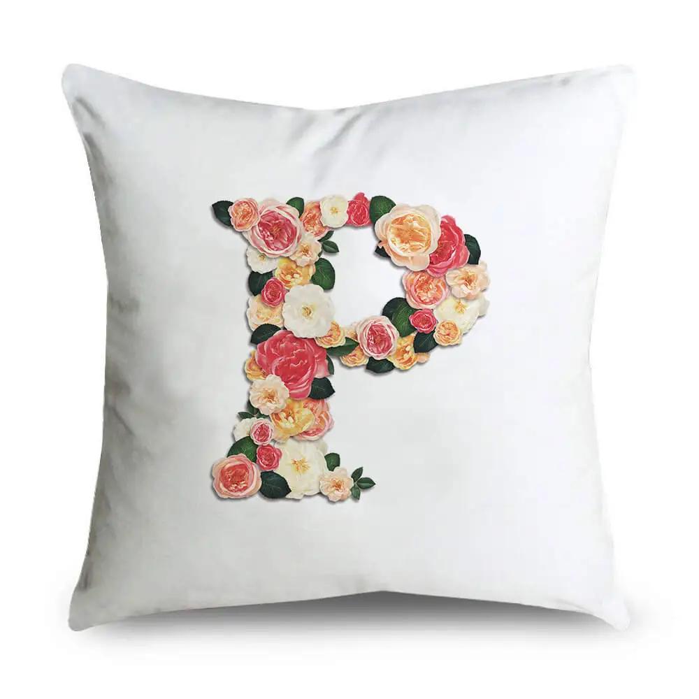Pillow Home Decor Chair Pillowcase Wedding Decoration Cushion Cover Pink Flower Letter Sofa Car