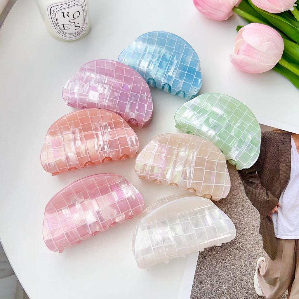 Bofeiya Summer Candy Color PVC Semicircle Hair Clip - Small Fresh Shark Clip for Stylish Updos