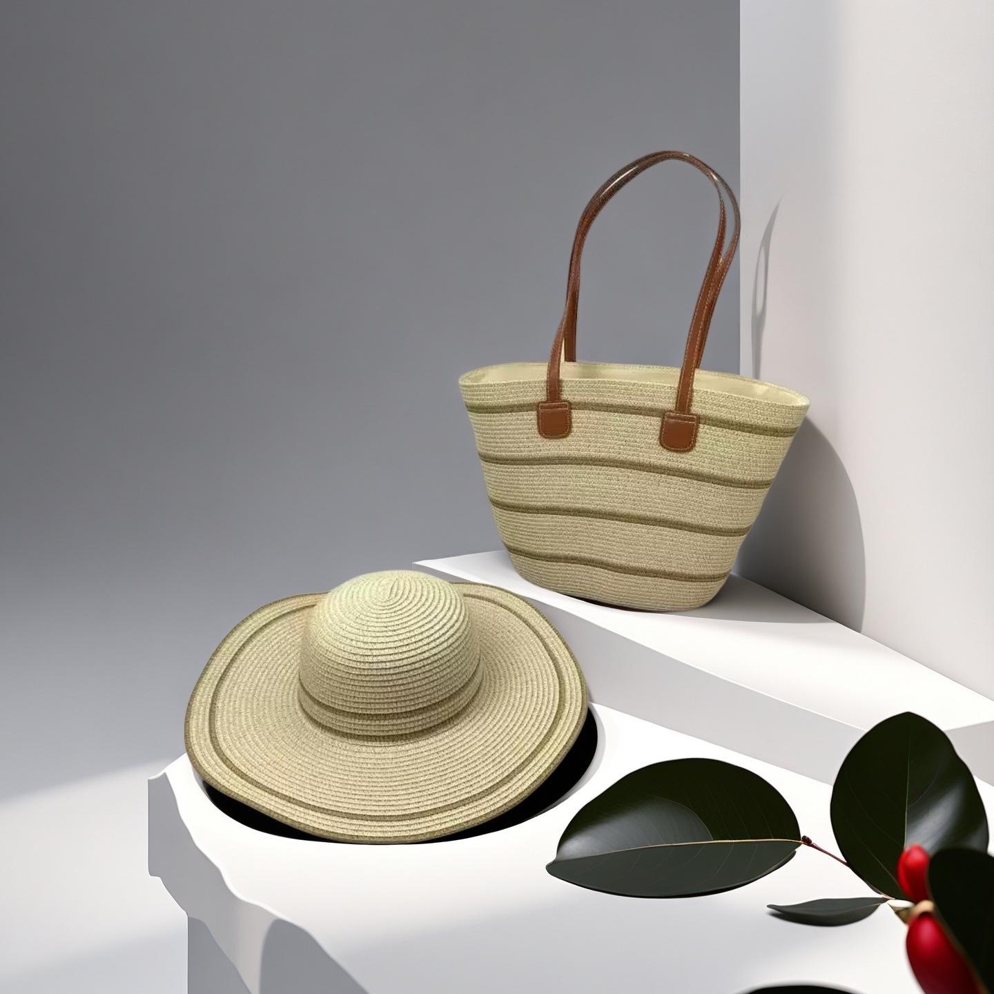 

Trendy French One-Shoulder Straw Tote: Large-Capacity Woven Beach & Vacation Handbag for Women