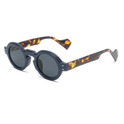 Occhiali da Sole Unisex Rotondi con Stampa Leopardo Montatura Circolare Retro Vintage Protezione UV400 Lenti alla Moda