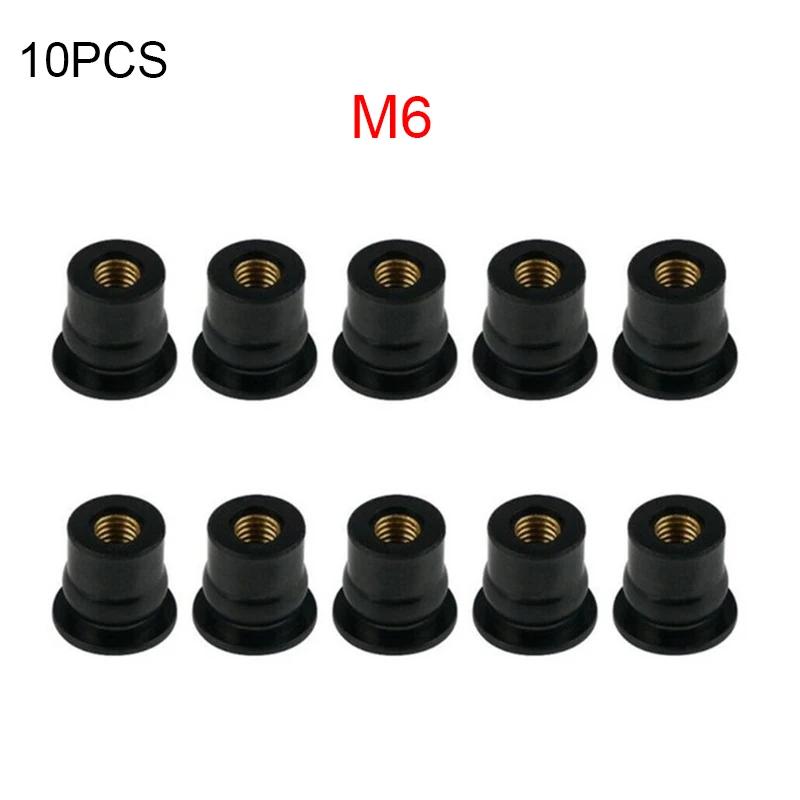 

10 шт. резиновых гаек для мотоцикла M4 / M5 / M6, крепежные элементы для аксессуаров, украшения для мотоцикла, модифицированная латунная резиновая гайка для ветрового стекла