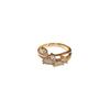 Women's Adjustable Leaf Cross Ring with Micro-Inlaid Zircon