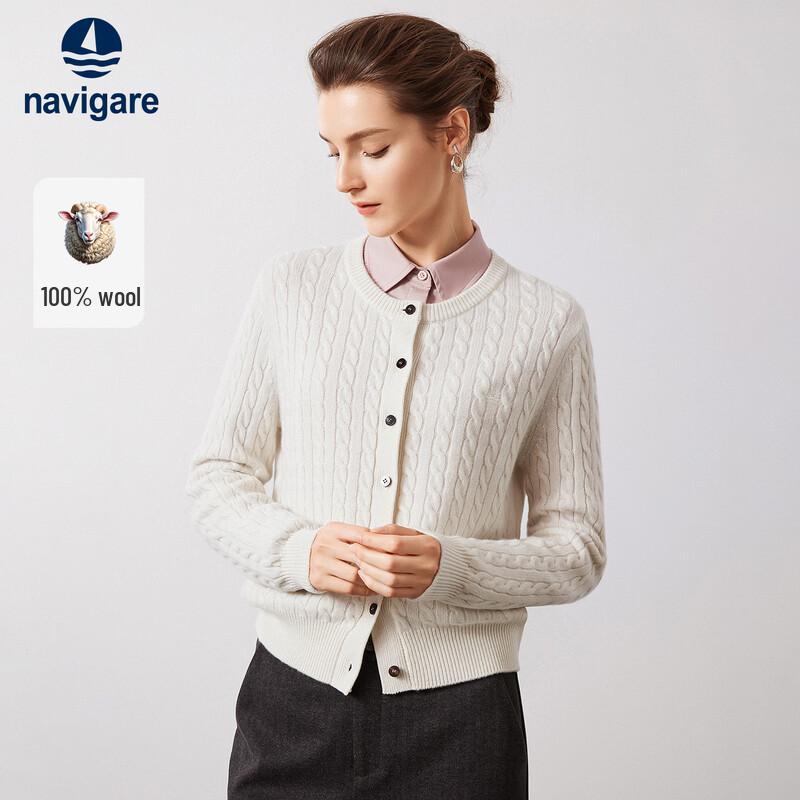 Navigare Women's Cable Knit Wool Cardigan