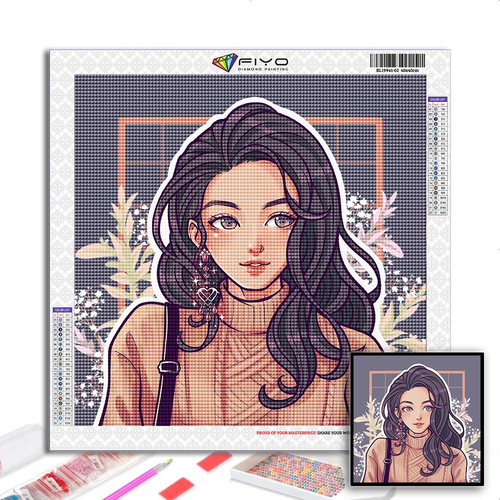 5D diamantmaleri Full diamant tegneserie jentebilde diamantmaleri Håndlaget diy-diamantmosaikkmaling Hjemdekorasjon
