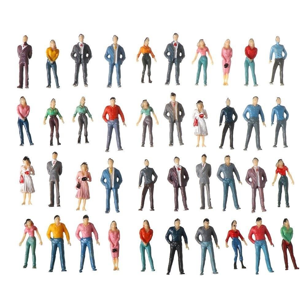 10pcs Mixed Color Passengers Stand/Sit People Model 1:87 Scale Simulation Doll
