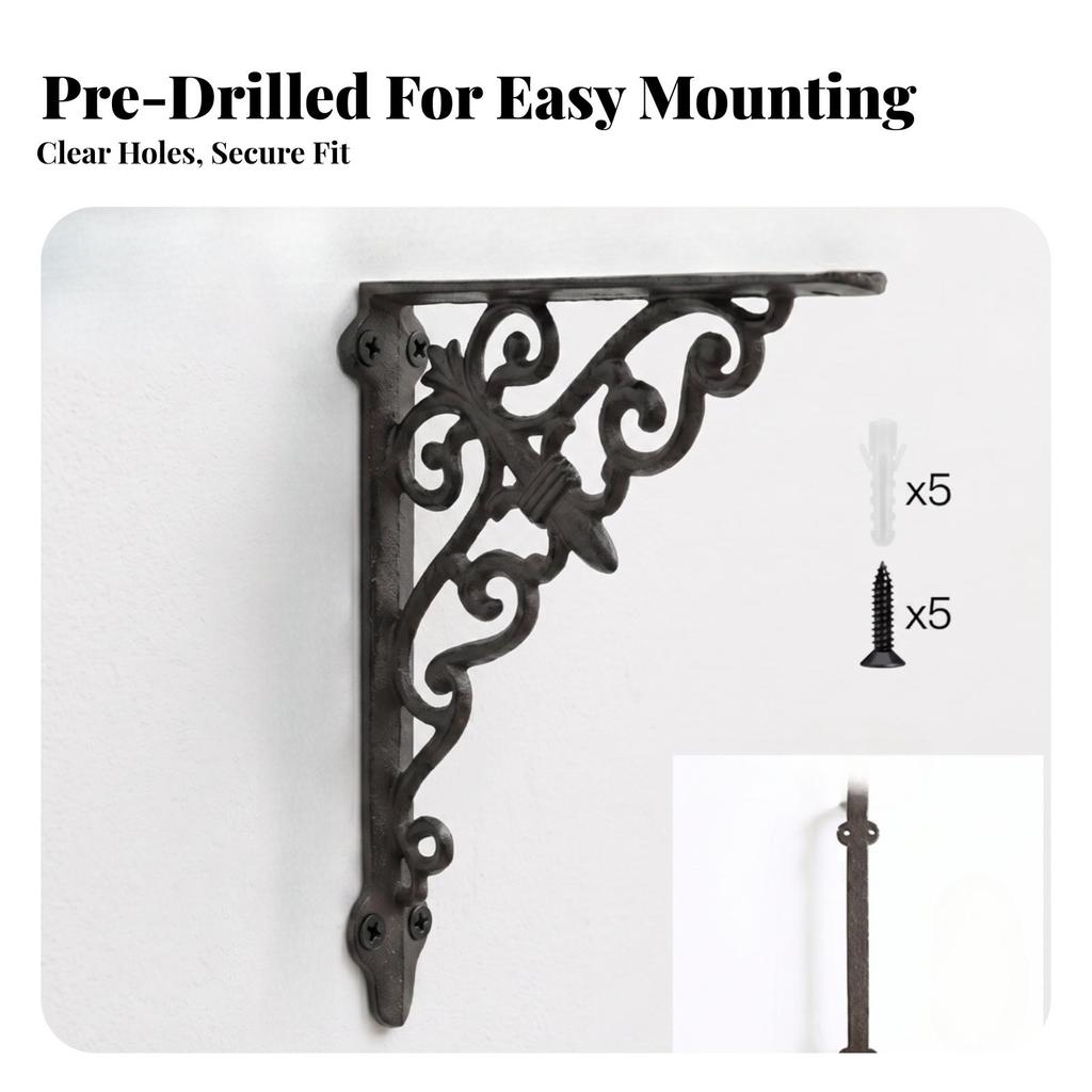 Decorative Wall Shelf Bracket Sturdy Mounted Brackets Long-Lasting