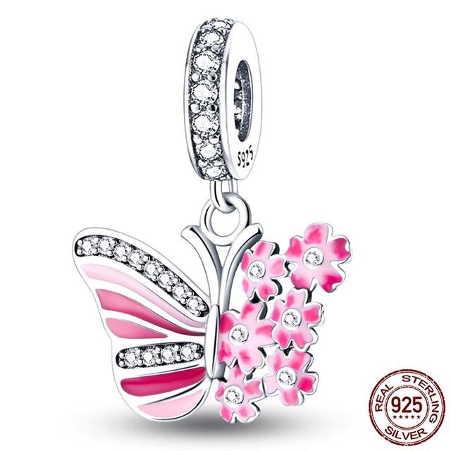 925 Silber Glänzende Bunte Charms Perlen Sonnenblume Schmetterling Sonne Anhänger Fit Armband Diy Schmuck